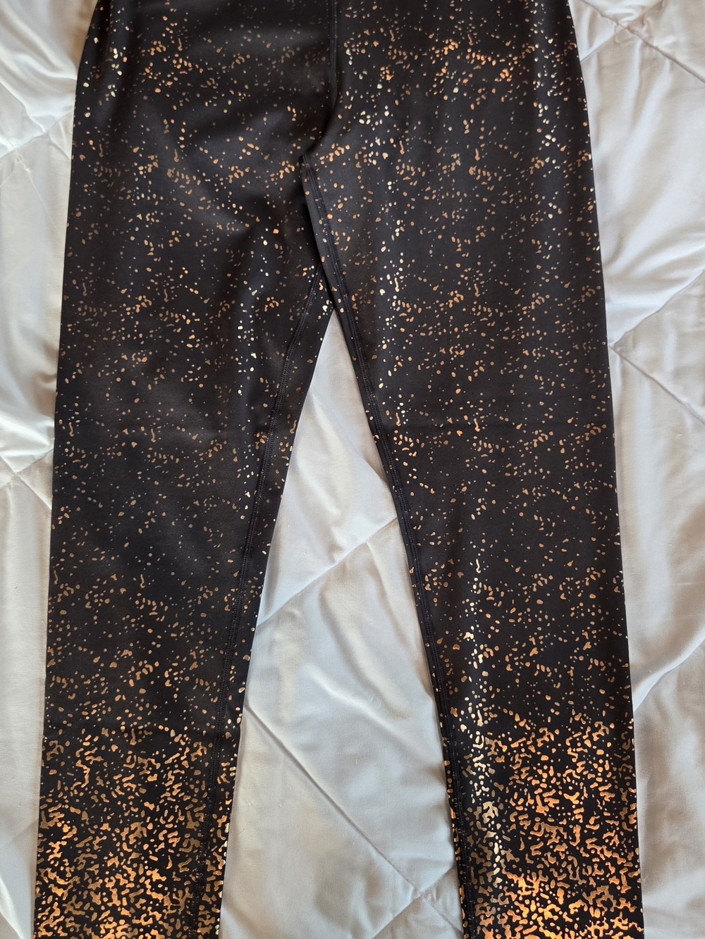 Black Leggings with Metallic Copper Speckle Detail